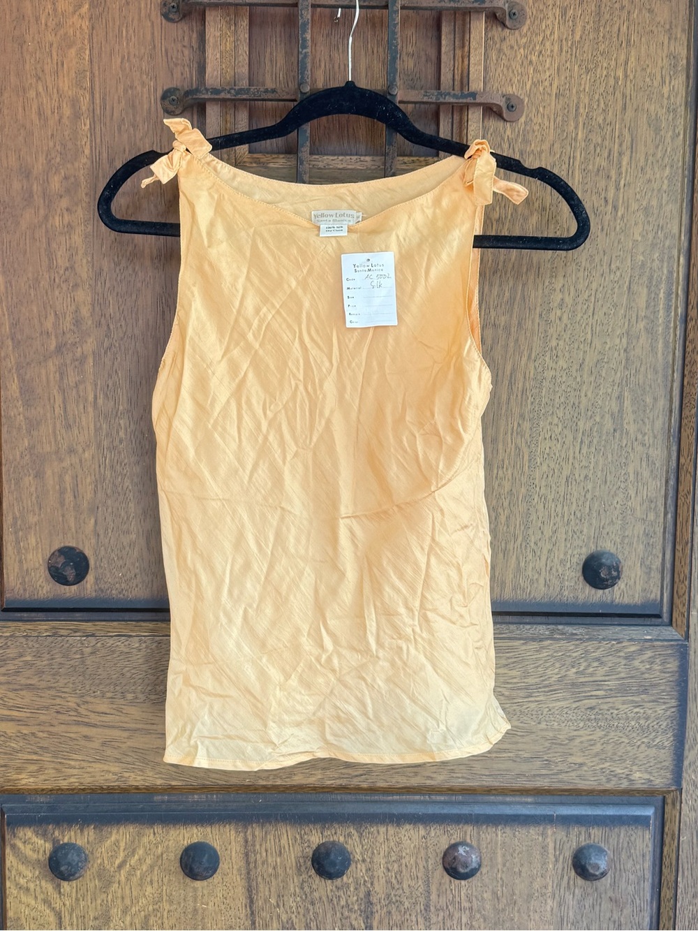 100% Silk Women's Yellow Sleeveless Tie-Shoulder Tops Size S